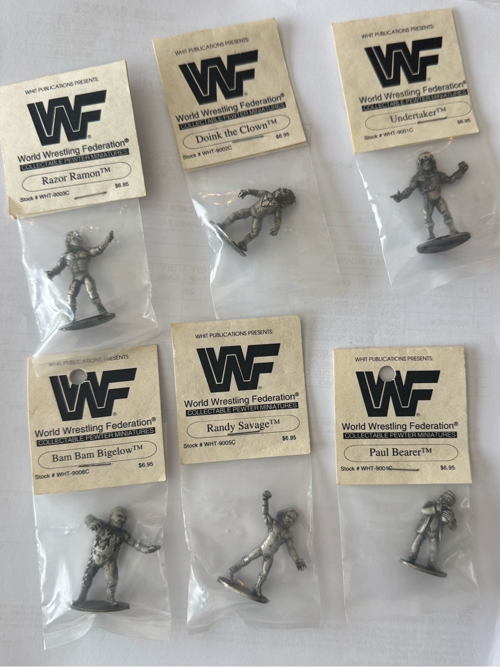 WWF Collectible Pewter Miniatures Set - Silver Wrestling Figures (6 Pack)